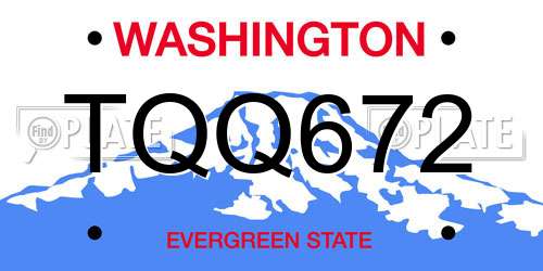 TQQ672 Washington License Plate