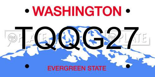 TQQG27 Washington License Plate