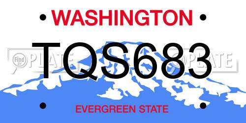 TQS683 Washington License Plate