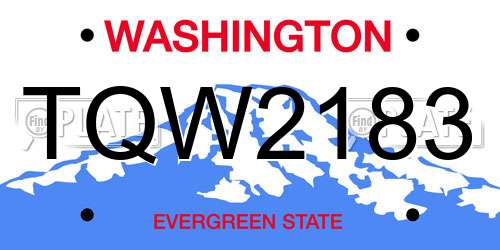 TQW2183 Washington License Plate