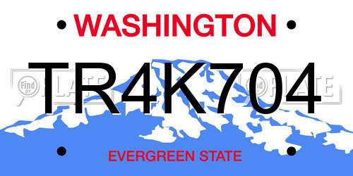 TR4K704 Washington License Plate