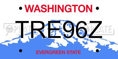 TRE96Z Washington License Plate