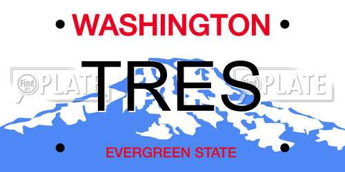 TRES Washington License Plate