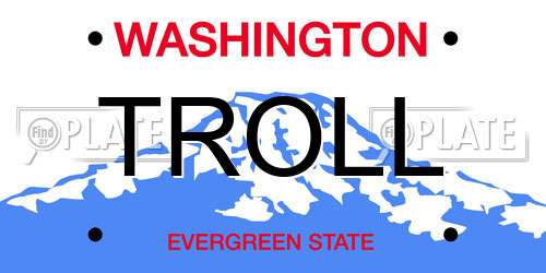 TROLL Washington License Plate