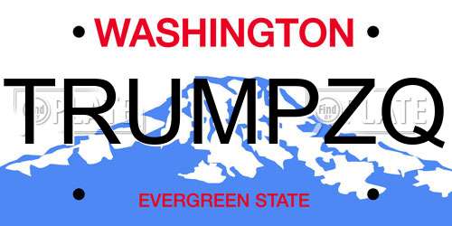 TRUMPZQ Washington License Plate