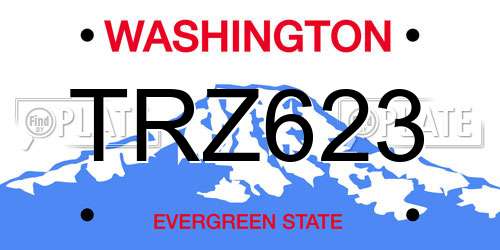 TRZ623 Washington License Plate