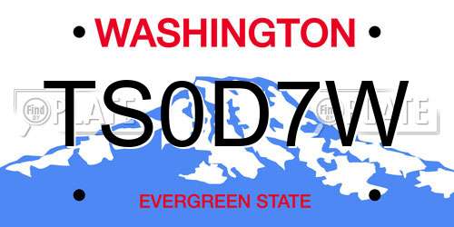 TS0D7W Washington License Plate