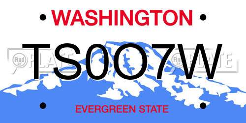 TS0O7W Washington License Plate