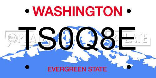 TS0Q8E Washington License Plate