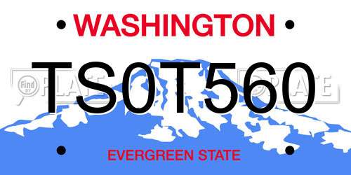 TS0T560 Washington License Plate