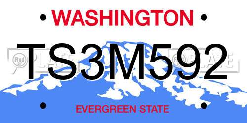 TS3M592 Washington License Plate