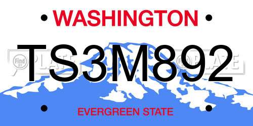 TS3M892 Washington License Plate