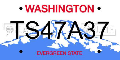 TS47A37 Washington License Plate