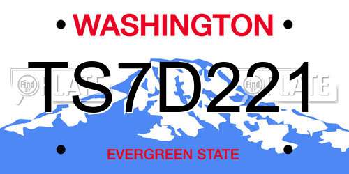 TS7D221 Washington License Plate