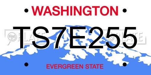 TS7E255 Washington License Plate