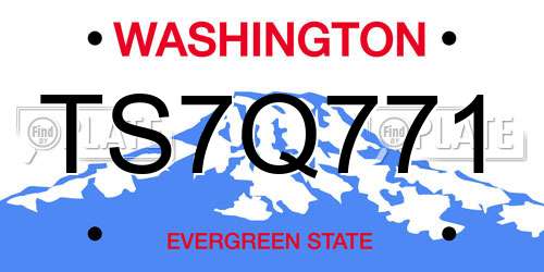 TS7Q771 Washington License Plate