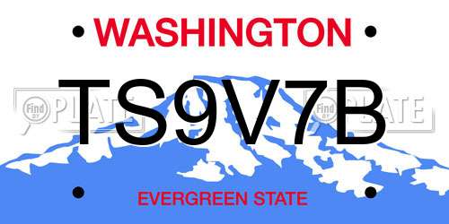 TS9V7B Washington License Plate