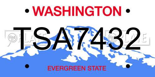 TSA7432 Washington License Plate