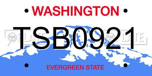 TSB0921 Washington License Plate