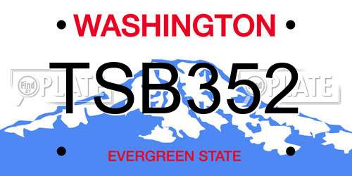 TSB352 Washington License Plate
