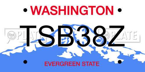 TSB38Z Washington License Plate