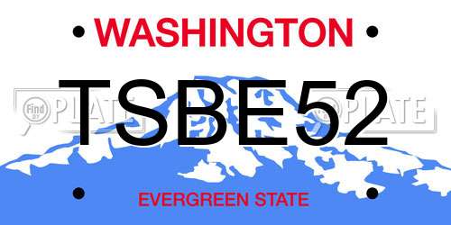 TSBE52 Washington License Plate