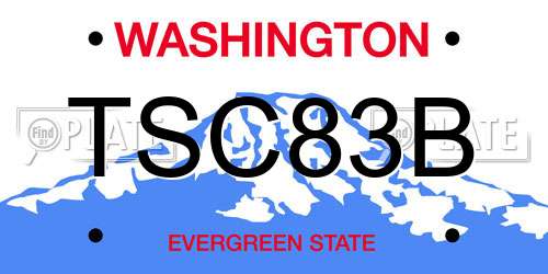 TSC83B Washington License Plate
