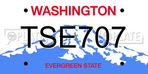 TSE707 Washington License Plate