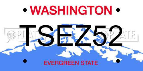TSEZ52 Washington License Plate