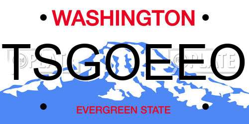 TSGOEEO Washington License Plate