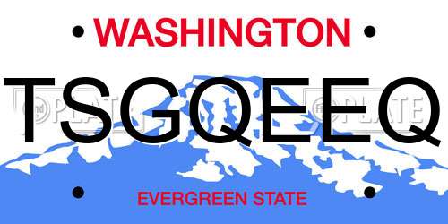 TSGQEEQ Washington License Plate