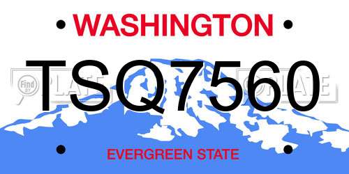 TSQ7560 Washington License Plate