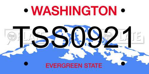 TSS0921 Washington License Plate