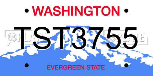 TST3755 Washington License Plate