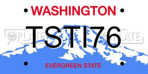 TSTI76 Washington License Plate