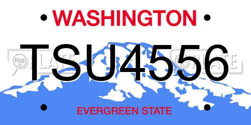 TSU4556 Washington License Plate