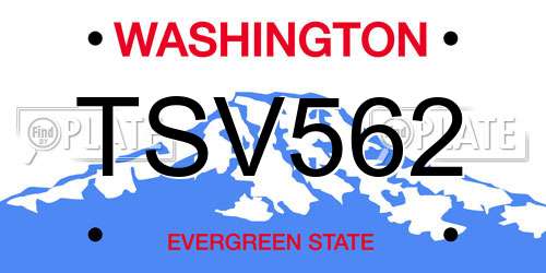 TSV562 Washington License Plate