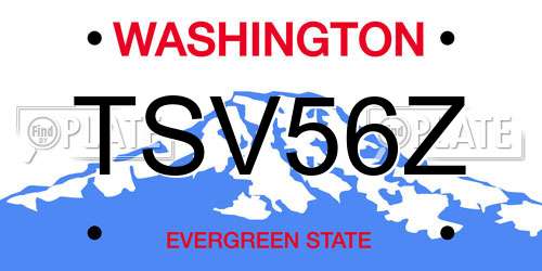 TSV56Z Washington License Plate