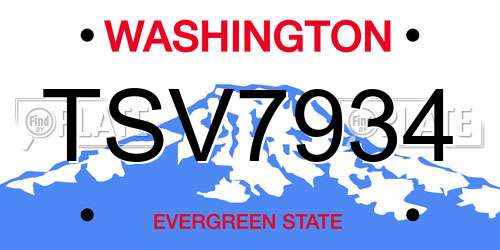 TSV7934 Washington License Plate