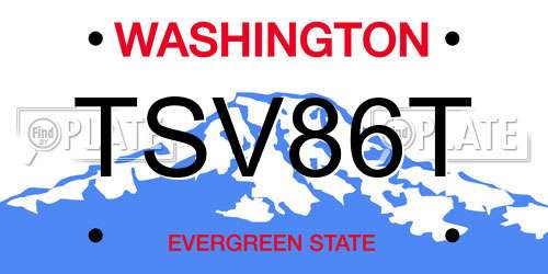 TSV86T Washington License Plate