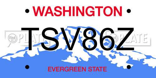 TSV86Z Washington License Plate
