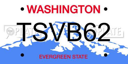 TSVB62 Washington License Plate