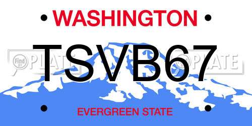 TSVB67 Washington License Plate
