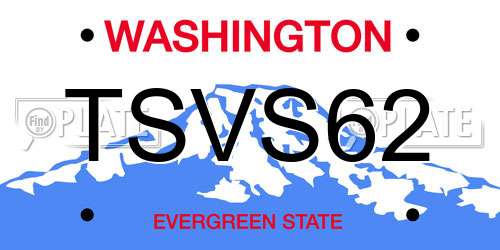 TSVS62 Washington License Plate