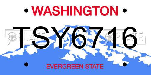 TSY6716 Washington License Plate