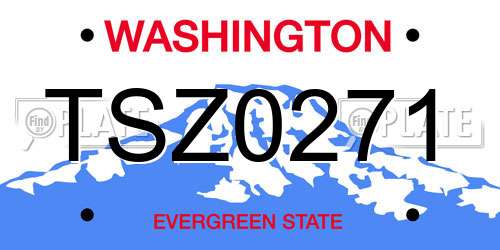 TSZ0271 Washington License Plate