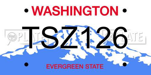 TSZ126 Washington License Plate