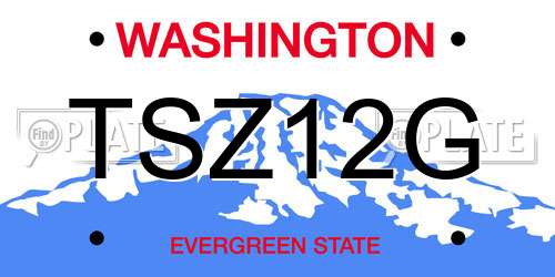 TSZ12G Washington License Plate