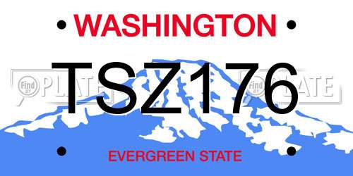TSZ176 Washington License Plate