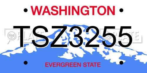 TSZ3255 Washington License Plate